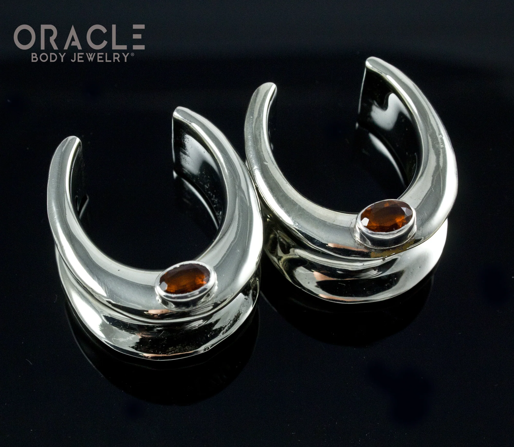 7/8" (22mm) White Brass Saddles with Faceted Citrine - Image 2