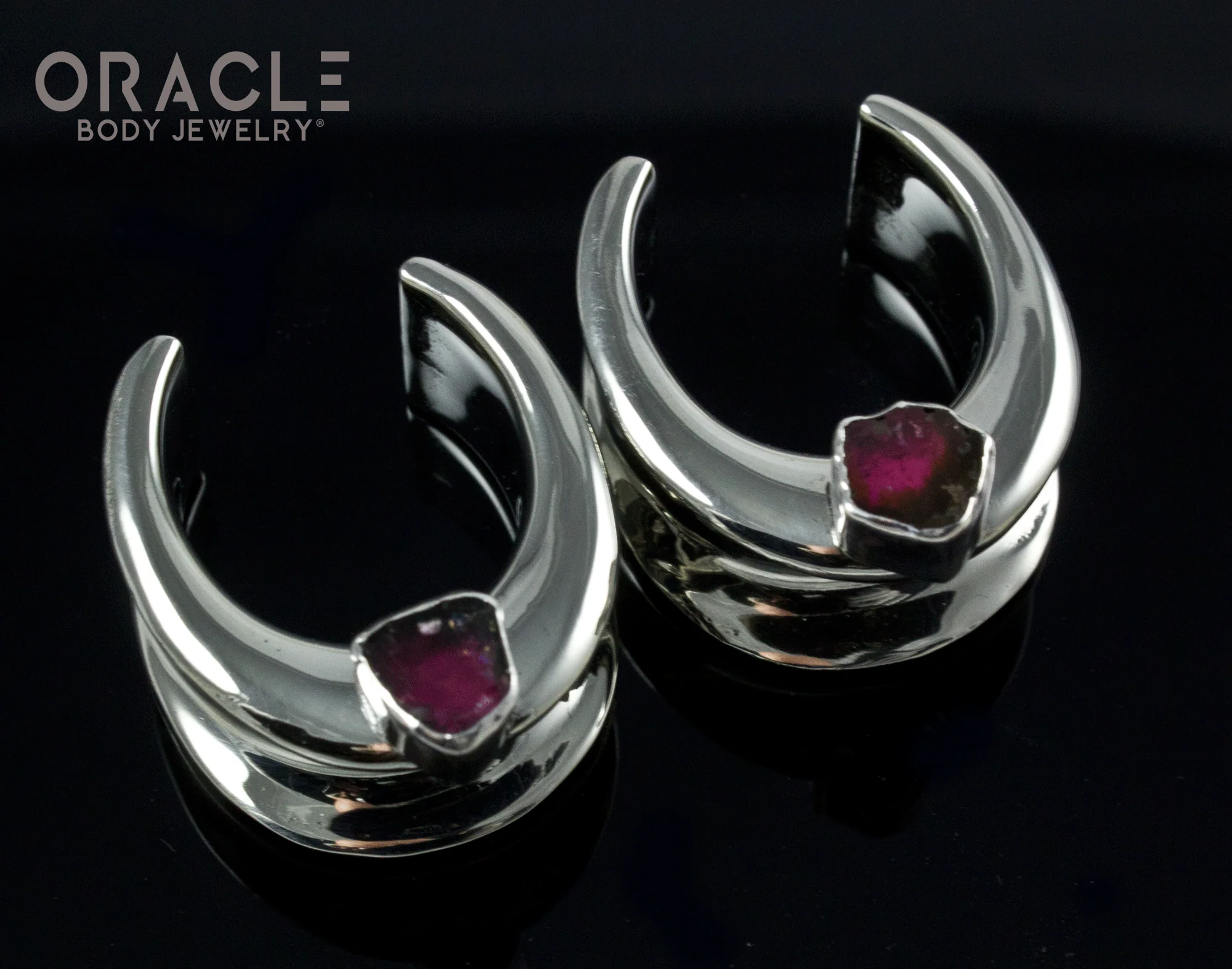 7/8" (22mm) White Brass Saddles with Watermelon Tourmaline - Image 2