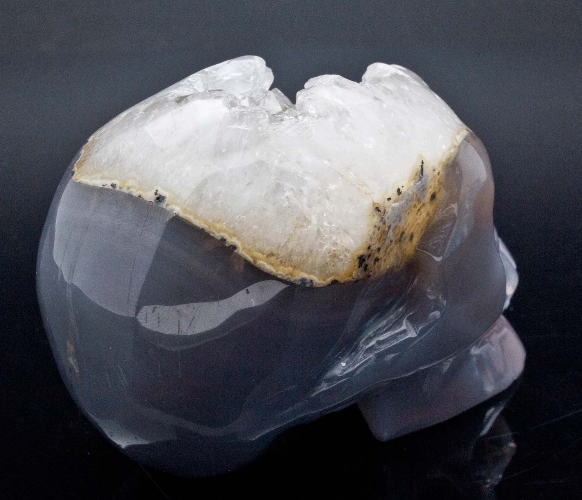 Agate and Quartz Carved Skull - Image 4