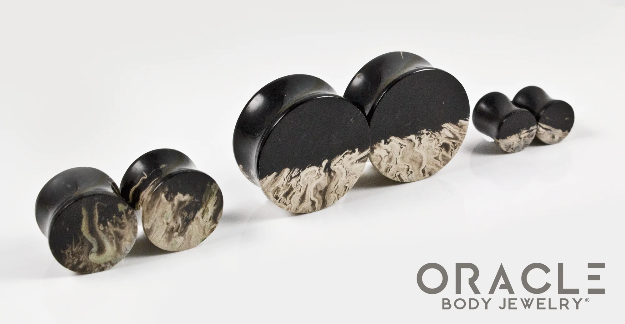 Agatized Palm Root Double Flare Plugs - Image 2