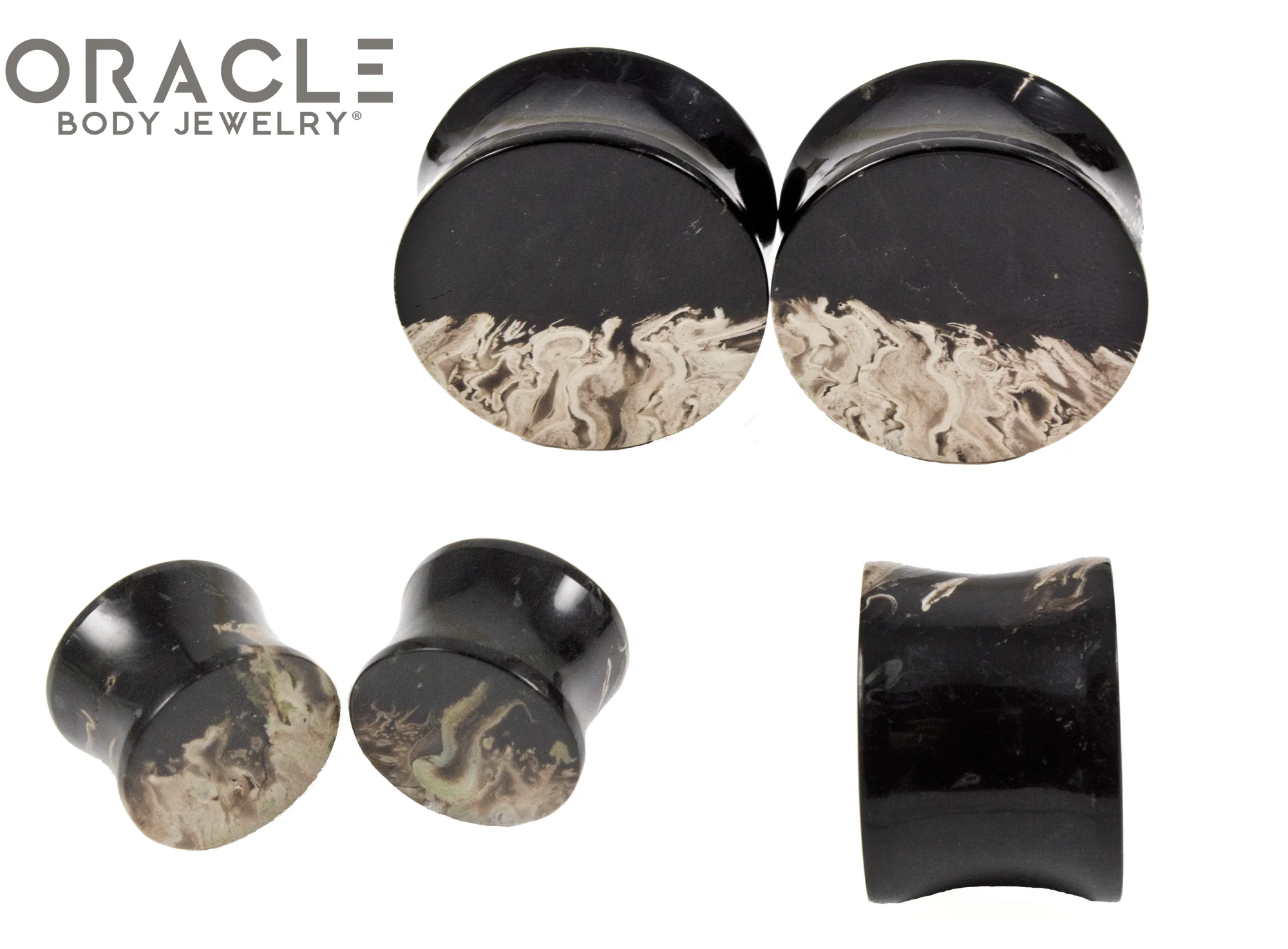 Agatized Palm Root Double Flare Plugs - Image 3
