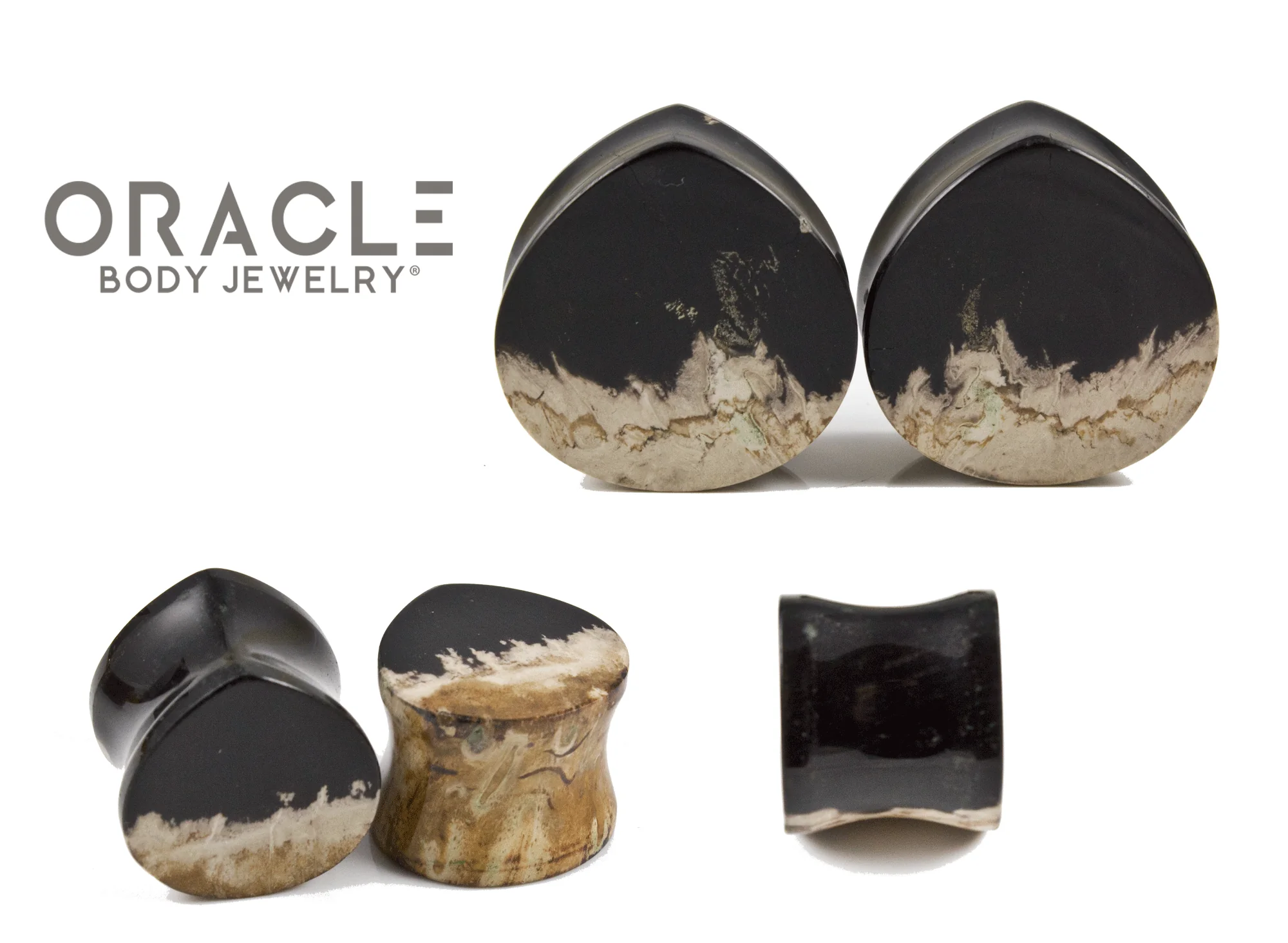 Agatized Palm Root Teardrop Plugs - Image 3