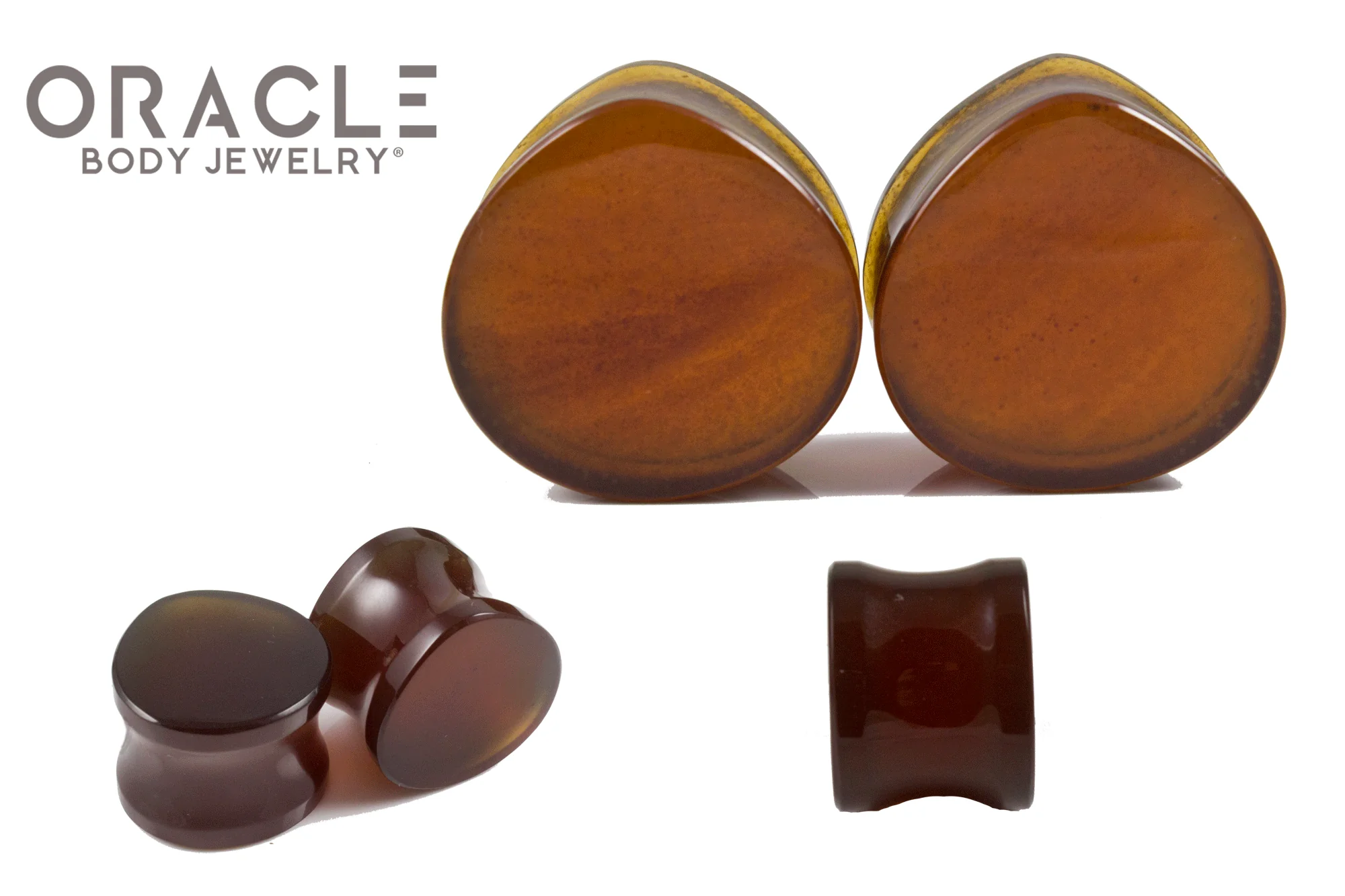 Amber Darker Tone Teardrop Plugs - Image 3