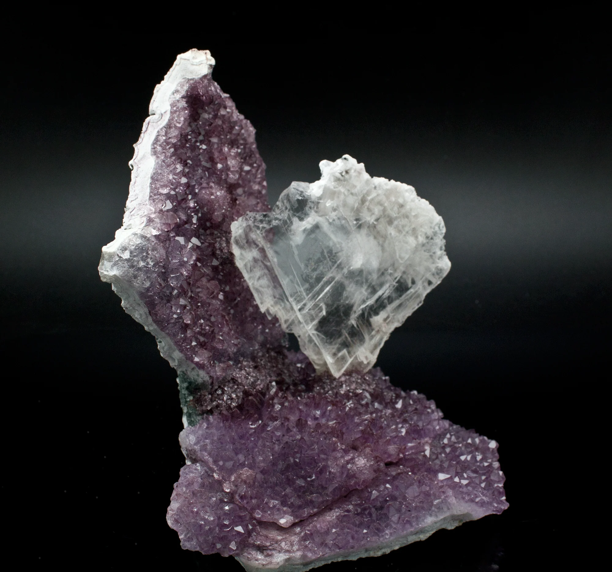 Amethyst with Selenite Gypsum Specimen - Image 2