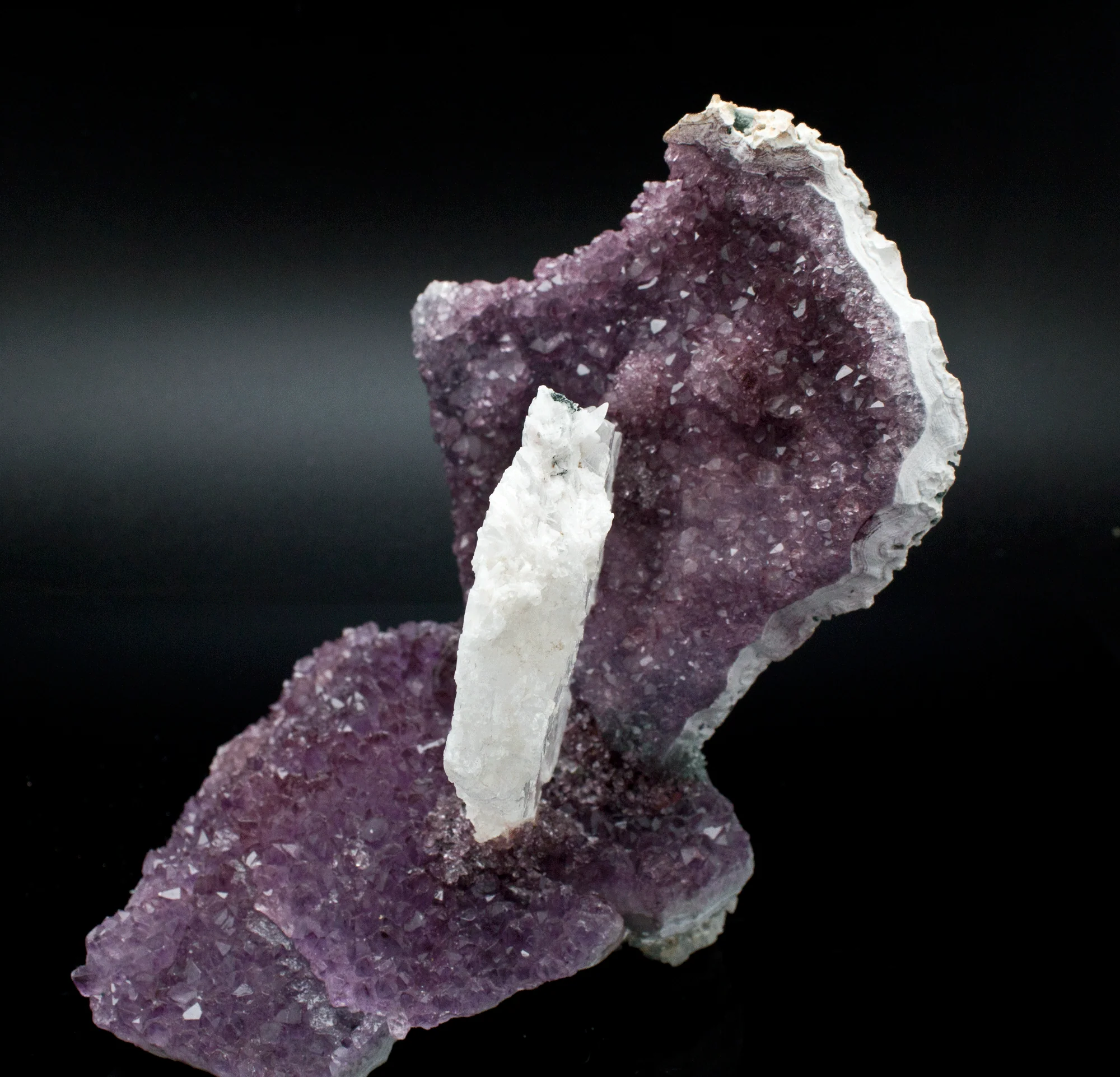 Amethyst with Selenite Gypsum Specimen - Image 3