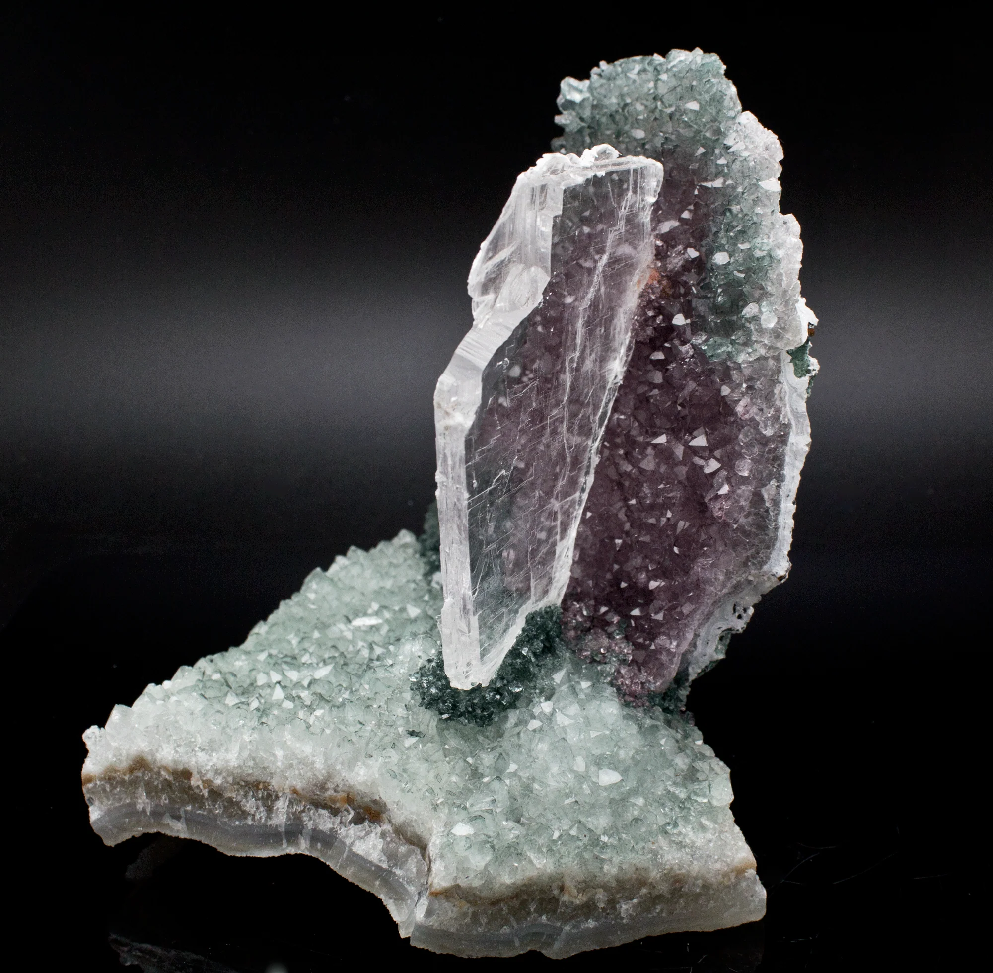 Amethyst with Selenite Gypsum Specimen - Image 3