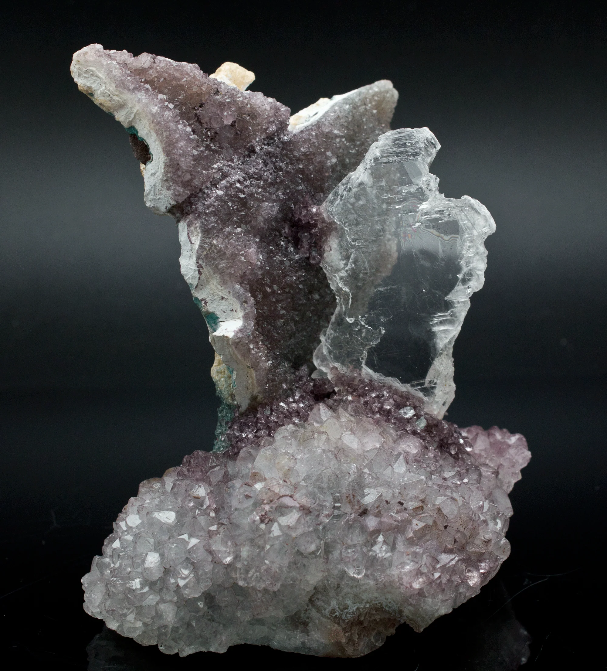 Amethyst with Selenite Gypsum Specimen - Image 2