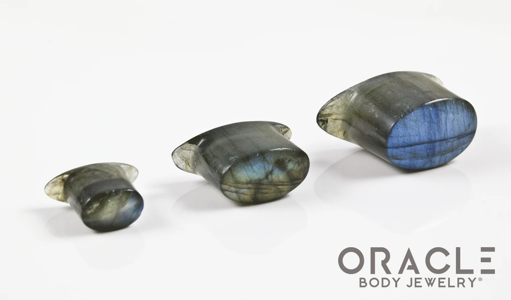 Labradorite Oval Labrets 2g Through 3/4" - Image 2
