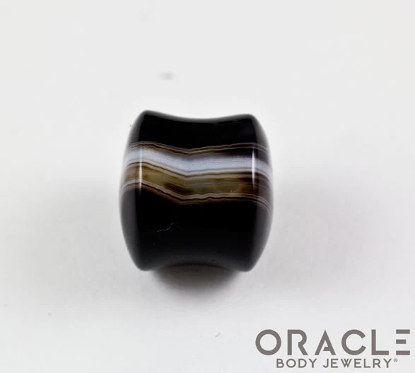 Black Tibetan Agate Double Flare Plugs - Image 3