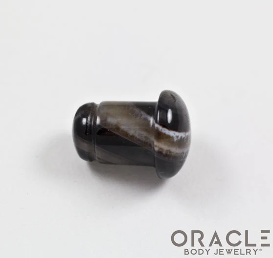 Black Tibetan Agate Single Flare Plugs - Image 3