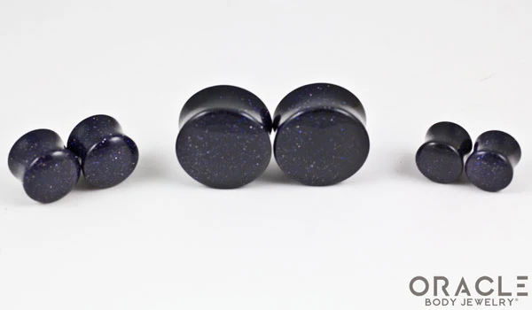 Blue Goldstone Double Flare Plugs - Image 2