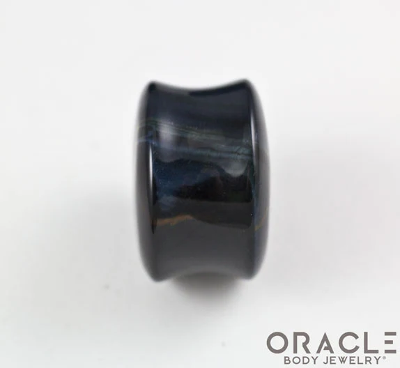 Blue Tiger Eye Double Flare Plugs - Image 3