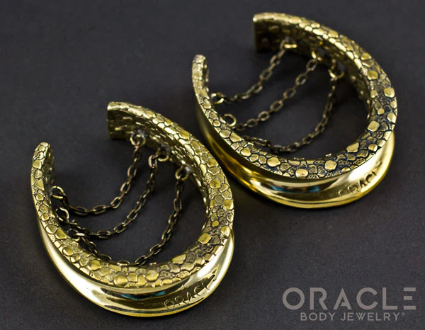 Brass Saddles with Nugget Texture and Chains - Image 2