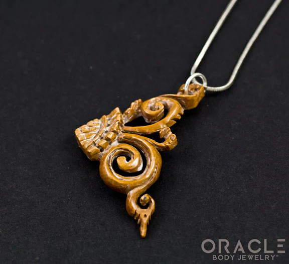 Carved Fossilized Mammoth Ivory Pendant with Chain - Image 3