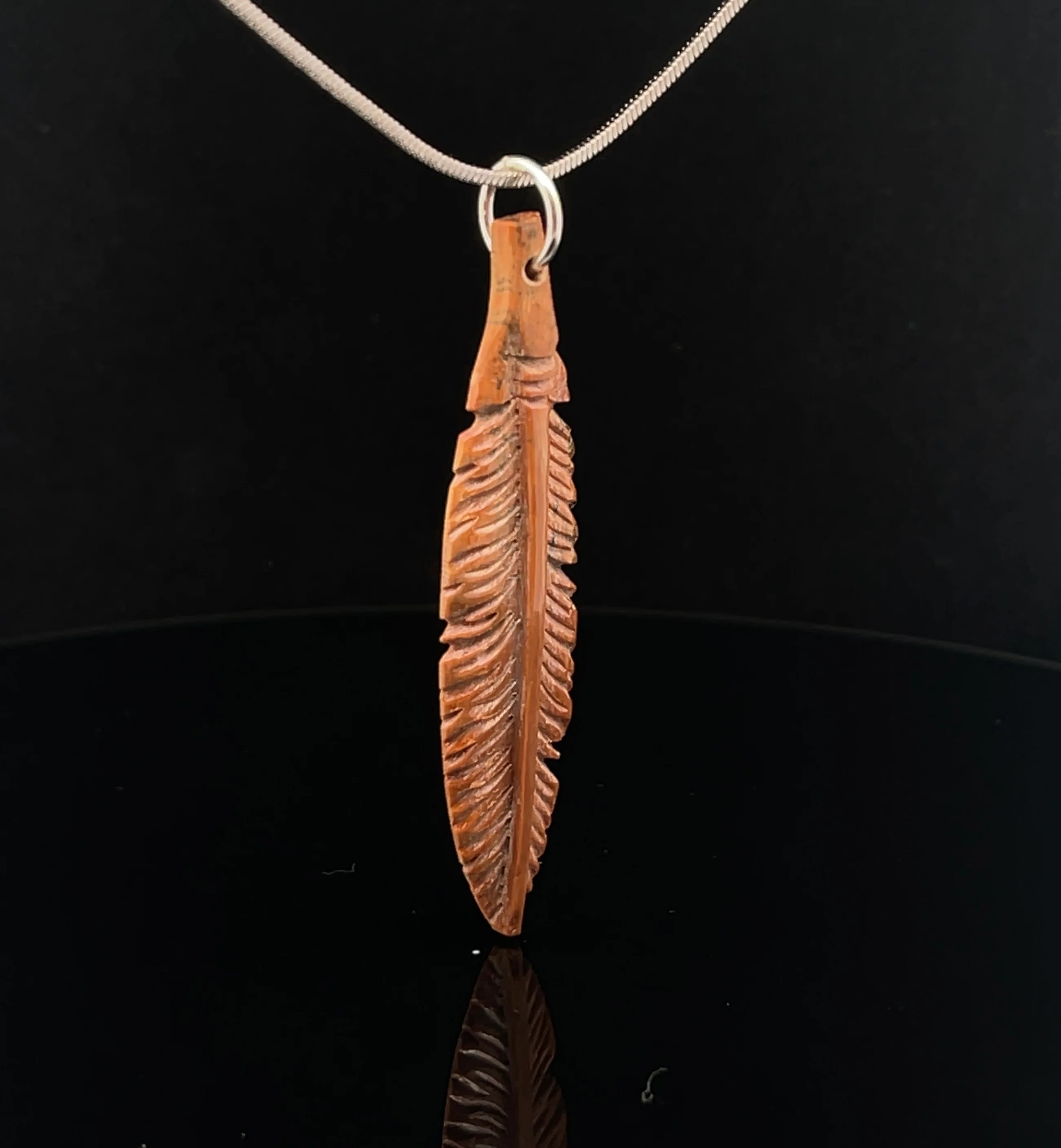 Carved Fossilized Mammoth Ivory Pendant with Chain - Image 2