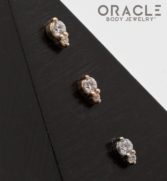 14k Double CZ Threadless End - Image 2