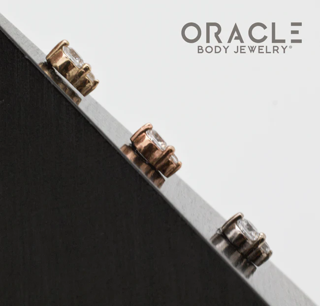 14k Double CZ Threadless End - Image 3