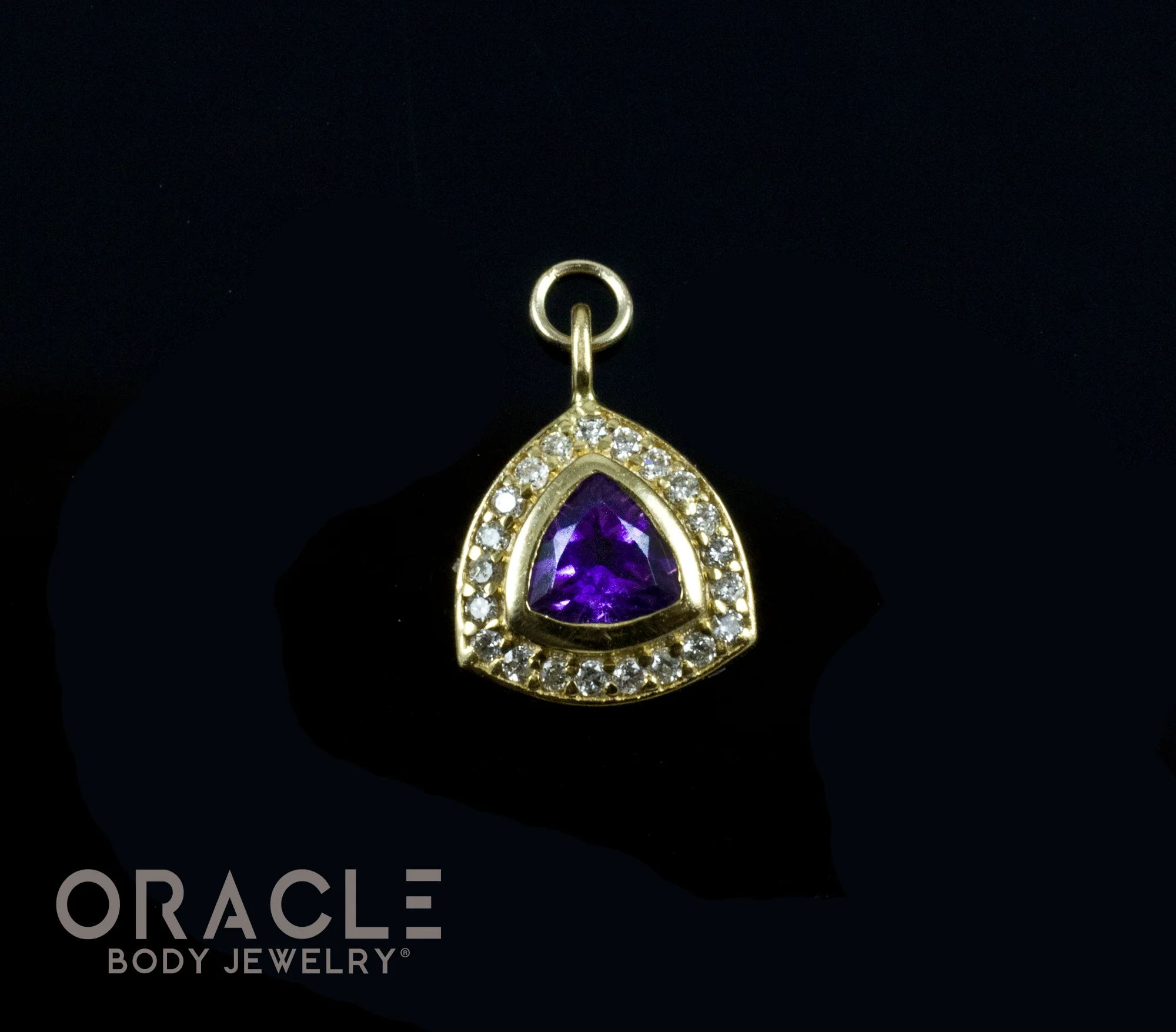 14k Yellow Gold Amethyst with Diamonds Charm - Image 2