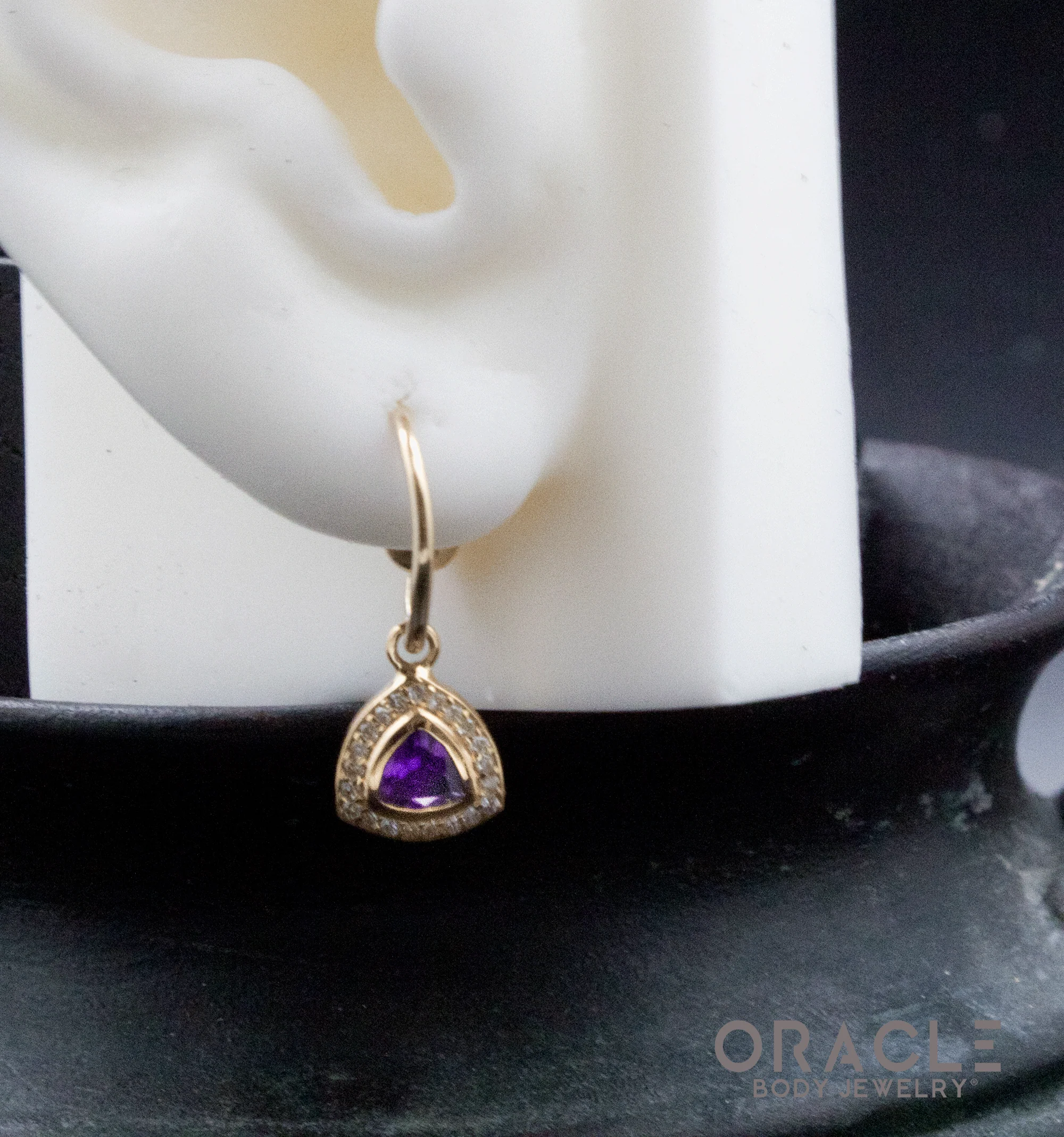 14k Yellow Gold Amethyst with Diamonds Charm - Image 3