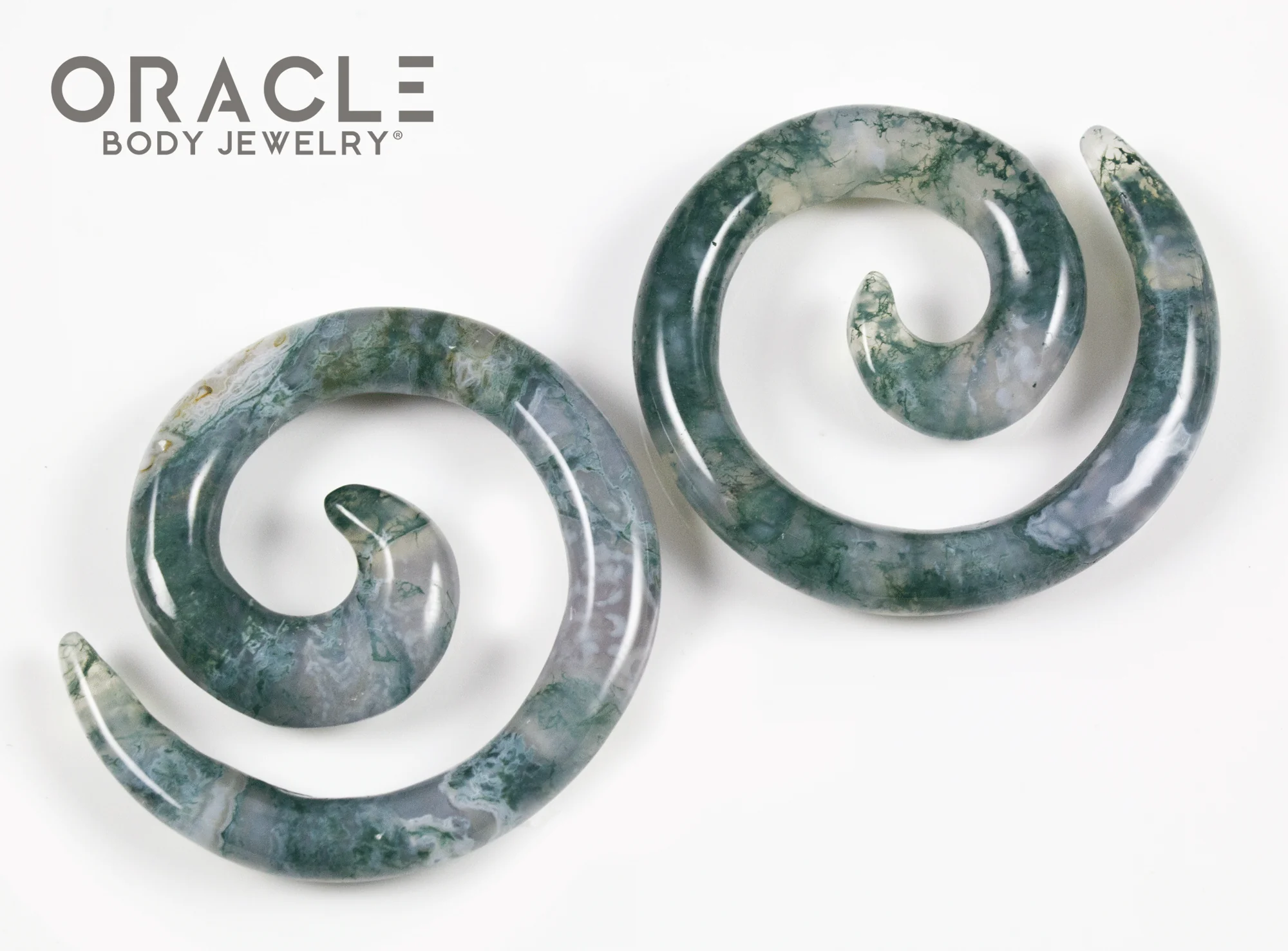 2g (6.5mm) Moss Agate Stone Spirals - Image 3