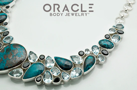 Sterling Silver Azurite with Blue Topaz and Black Spinal Necklace - Image 5