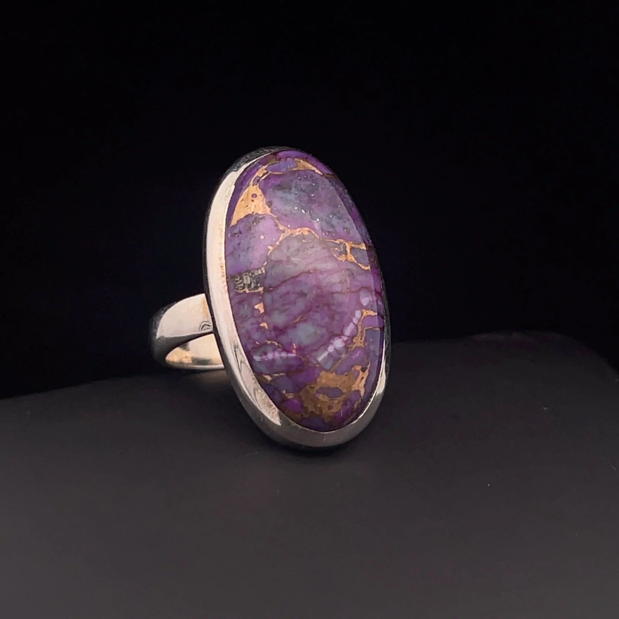 Sterling Silver Copper Purple Turquoise Ring Size 7 - Image 2