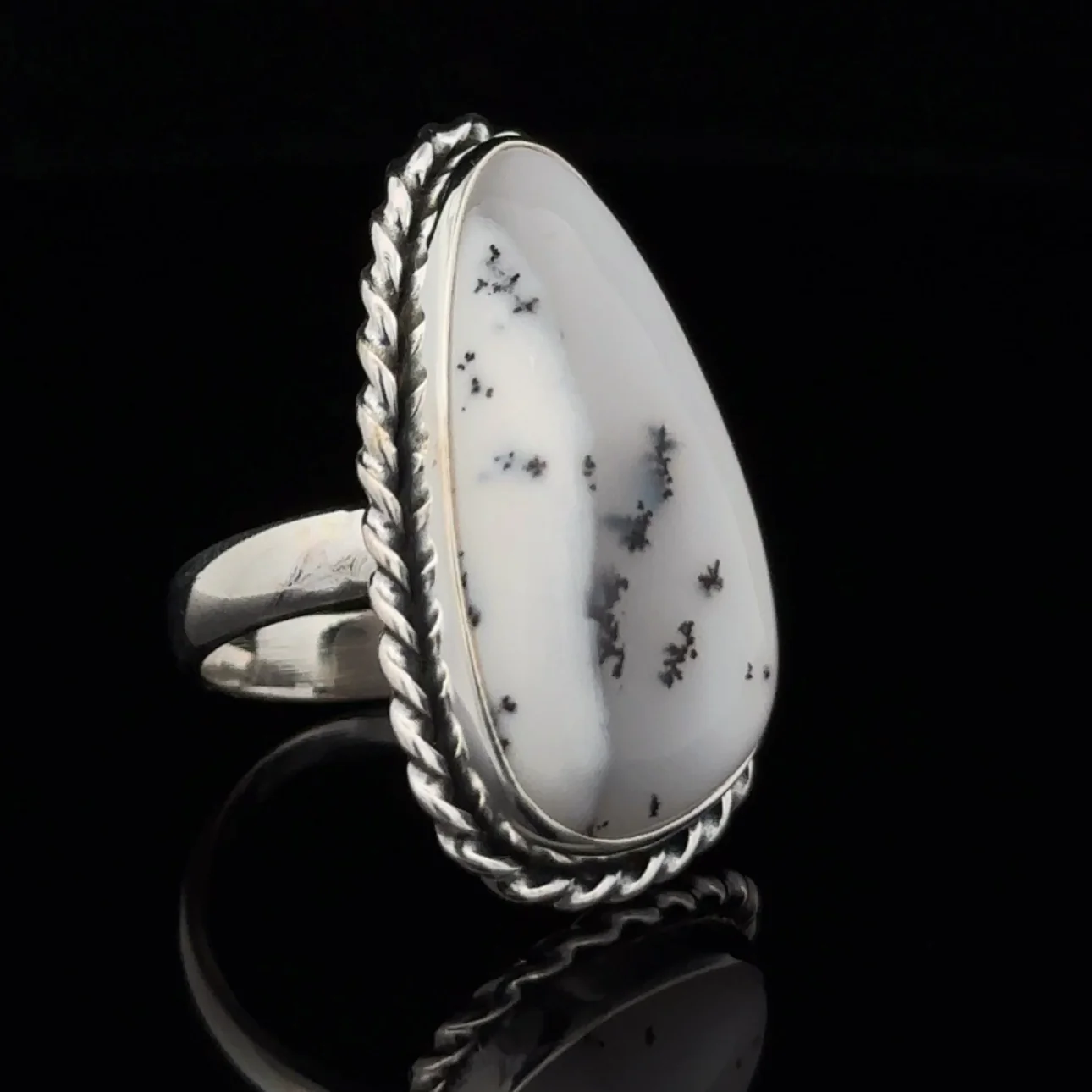 Sterling Silver Dendritic Opal Ring Size 6.5 - Image 2