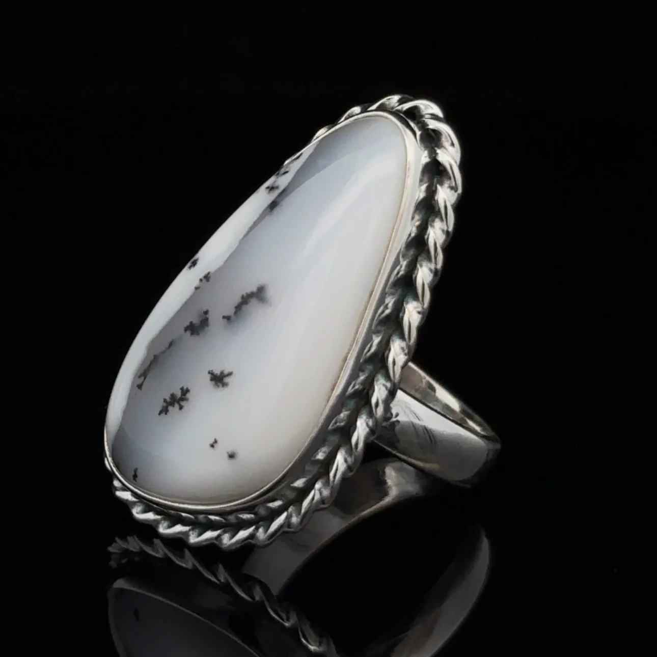 Sterling Silver Dendritic Opal Ring Size 6.5 - Image 3
