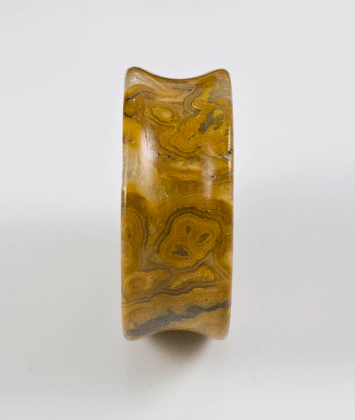 Crazy Lace Agate Concave Solid Double Flare Plugs - Image 3