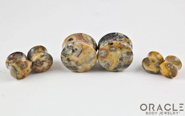 Crazy Lace Agate Double Flare Plugs - Image 2