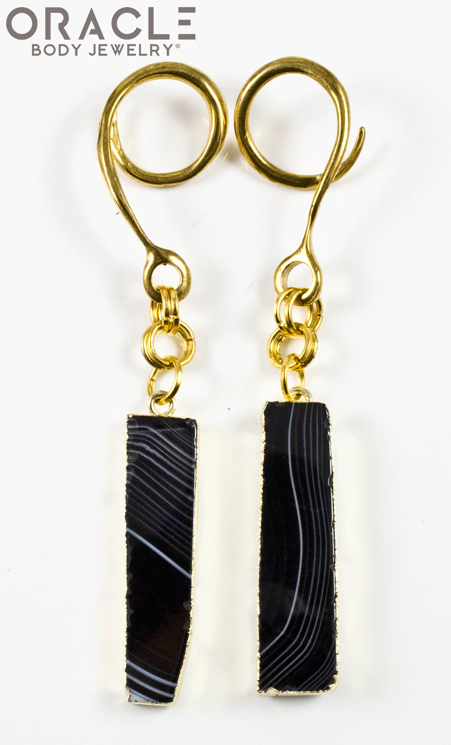 Crossover With Gold Plated Black Tibet Agate Slices - Image 2