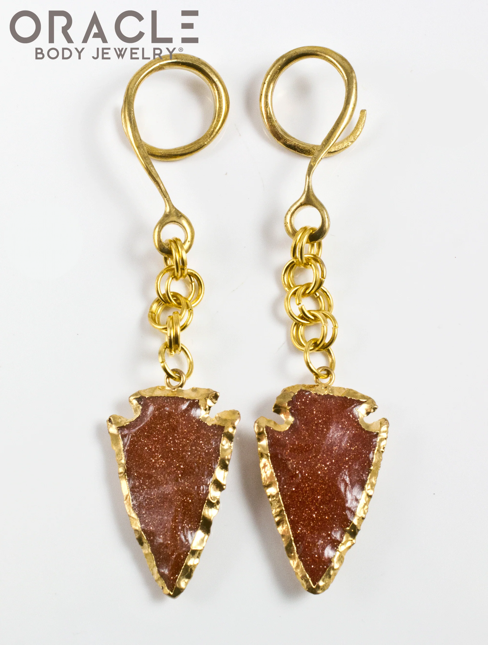 Crossover With Gold Plated Cinnamon Goldstone Arrowheads - Image 2