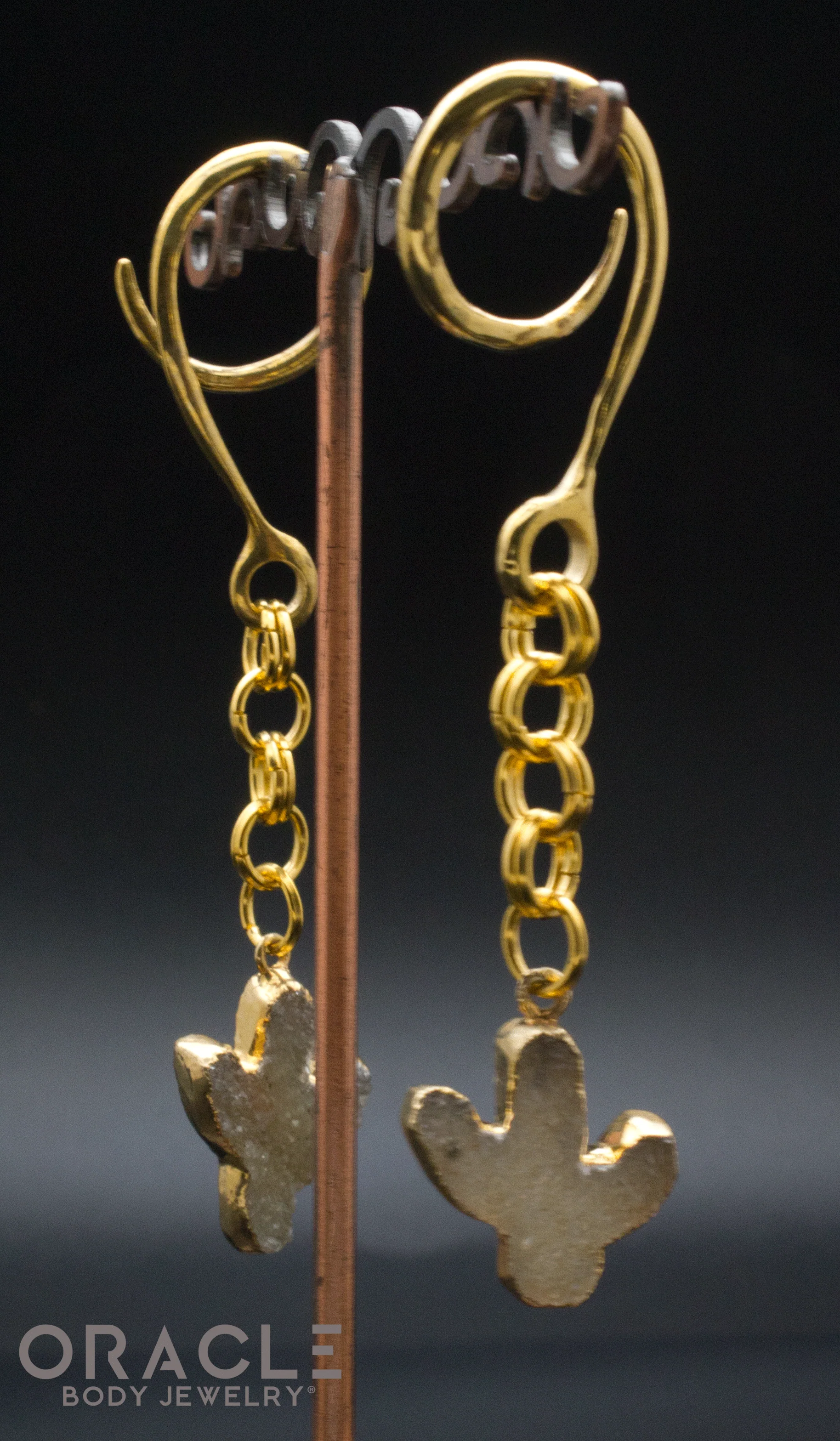 Crossover With Gold Plated Druzy Agate Cactus - Image 2