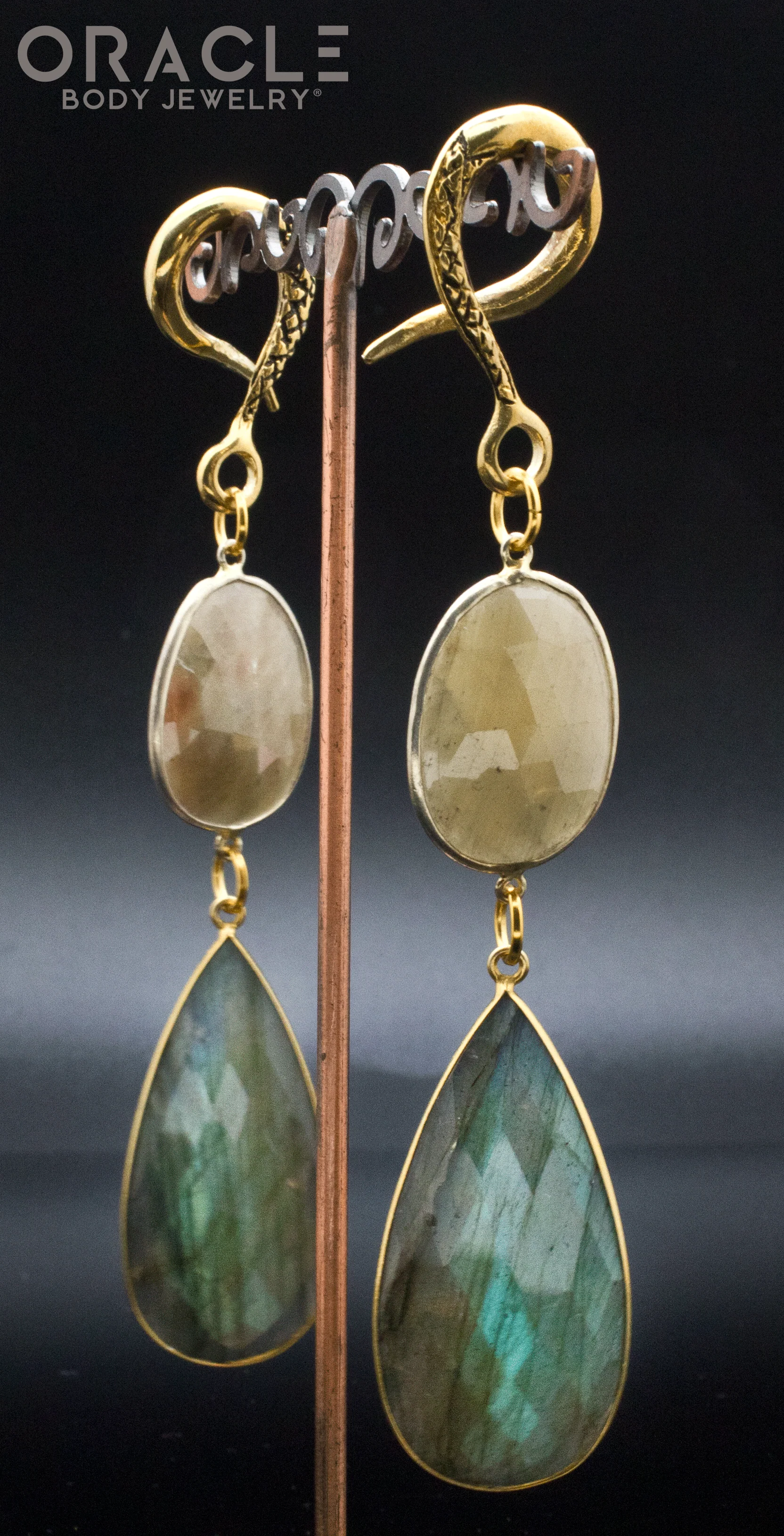 Crossover With Gold Plated Faceted Gold Sapphire and Labradorite - Image 2