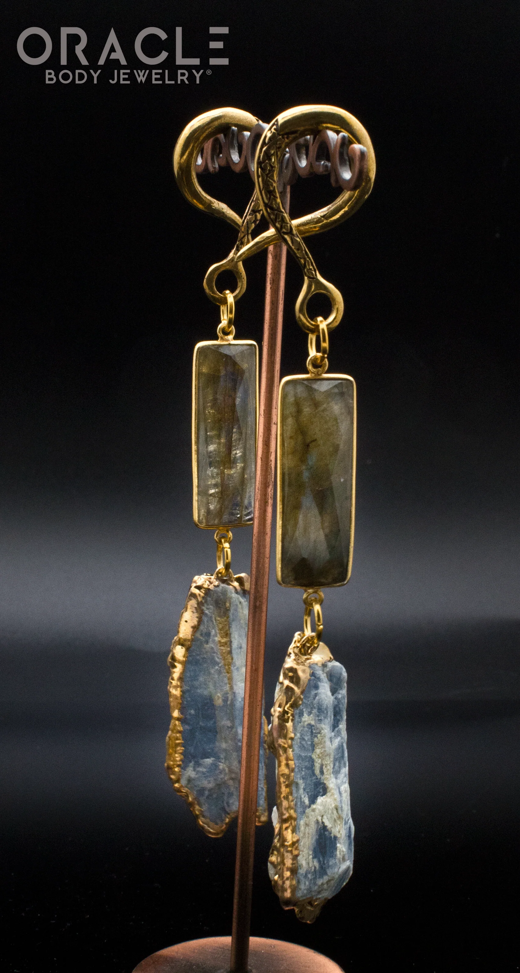 Crossover With Gold Plated Faceted Labradorite and Raw Kyanite - Image 2