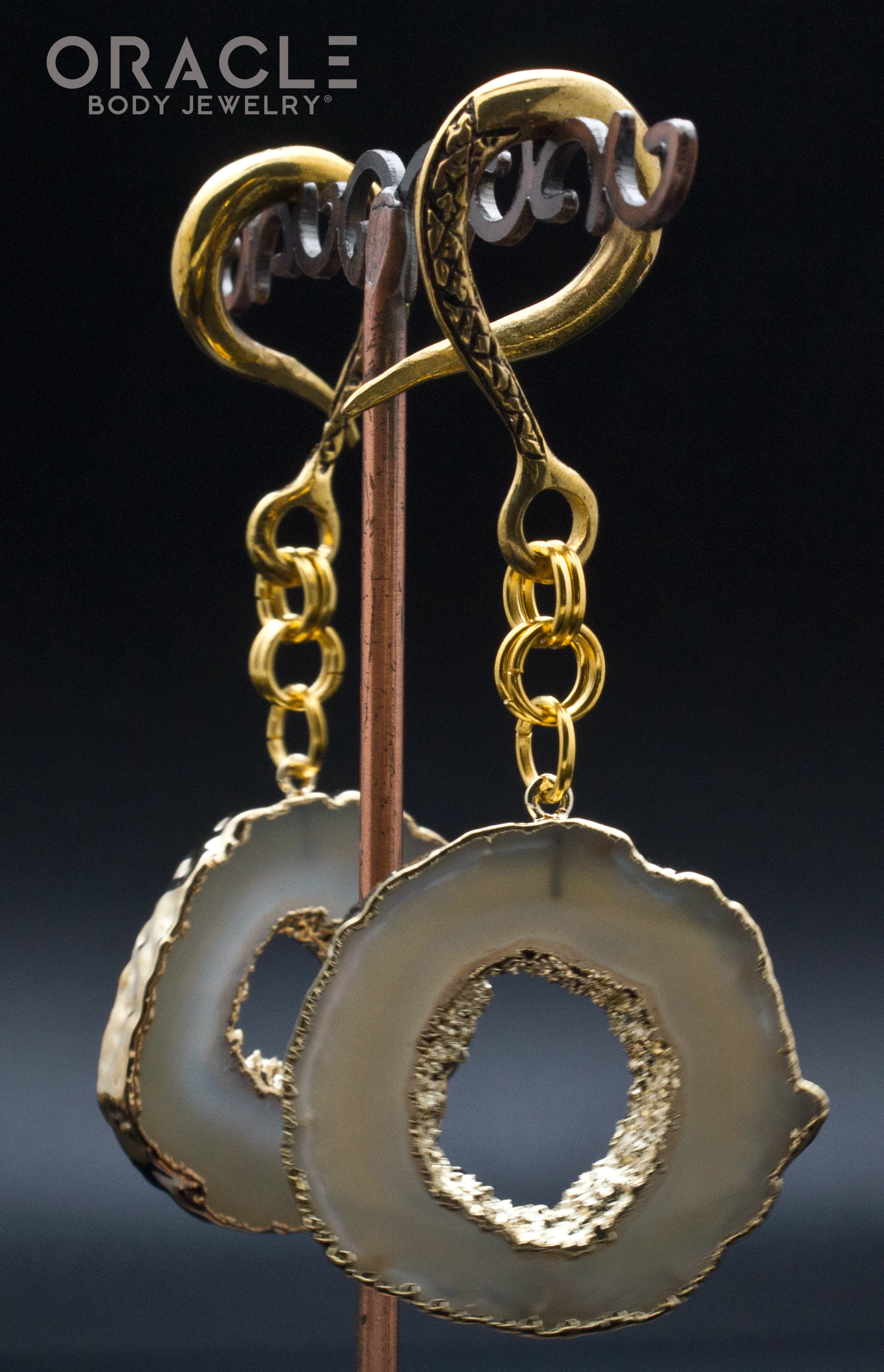 Crossover With Gold Plated Grey Agate Geode Slices - Image 2