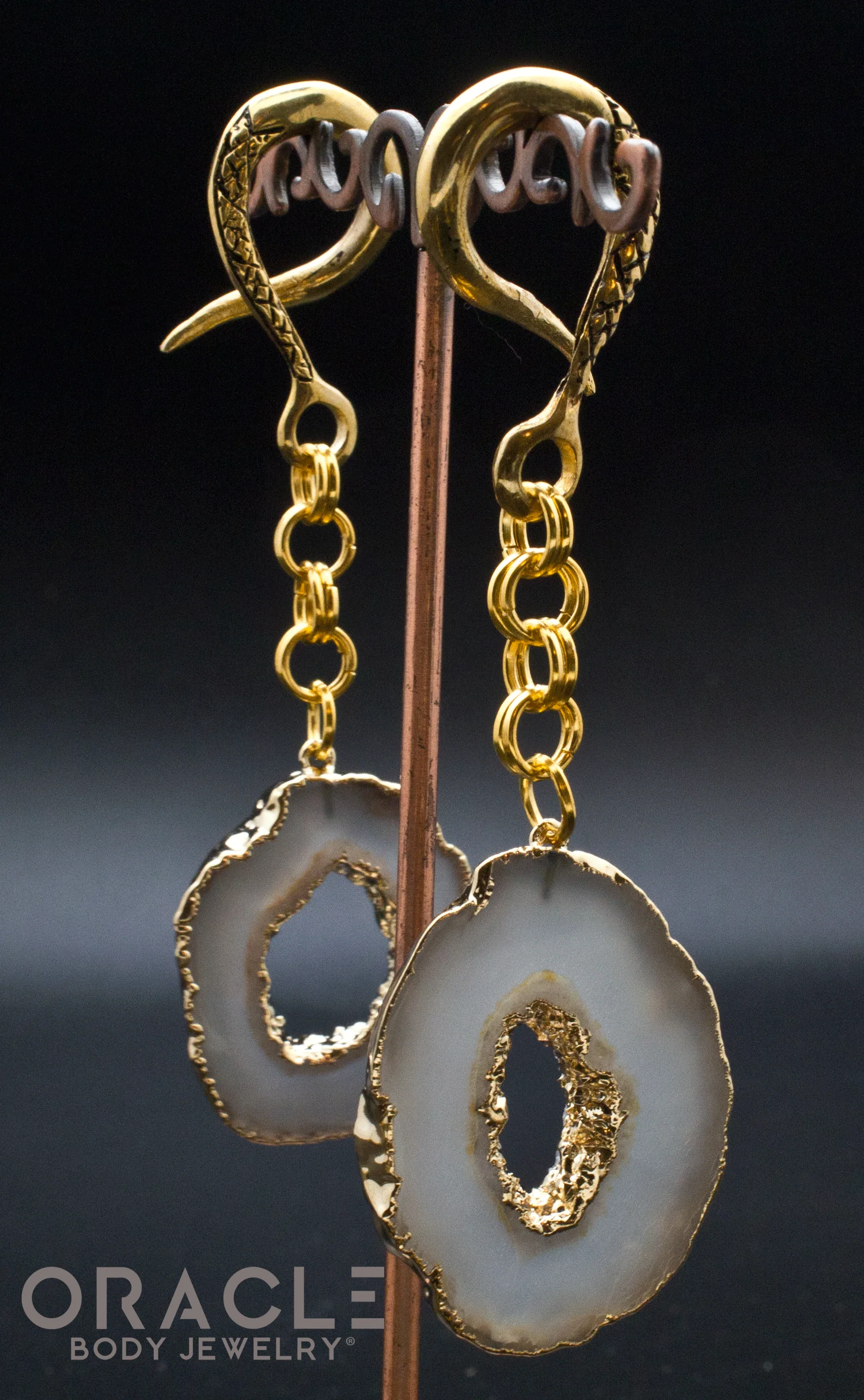 Crossover With Gold Plated Grey Agate Geode Slices - Image 2