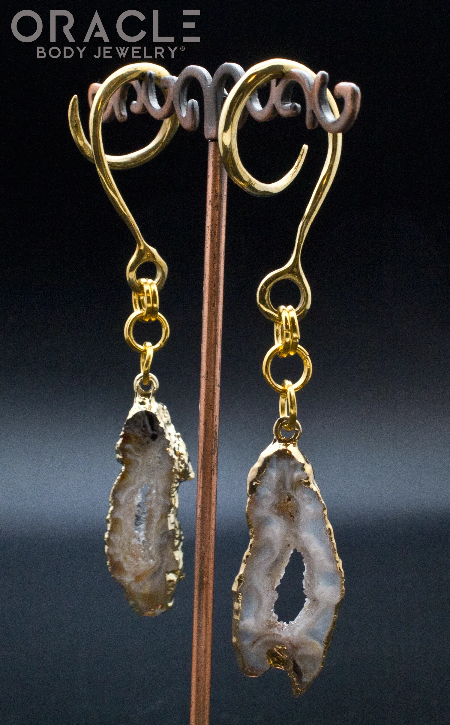 Crossover With Gold Plated Sliced Druzy Agate - Image 2