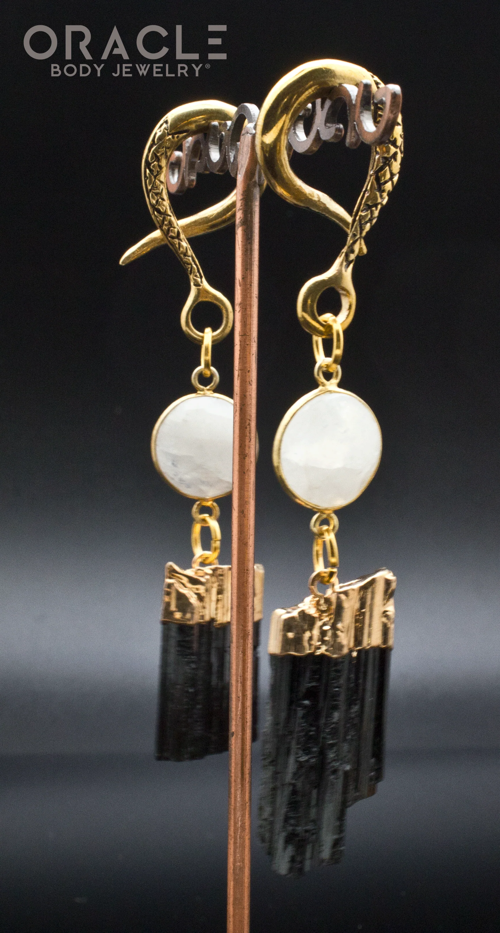 Crossover With Moonstone and Gold Plated Black Tourmaline - Image 2
