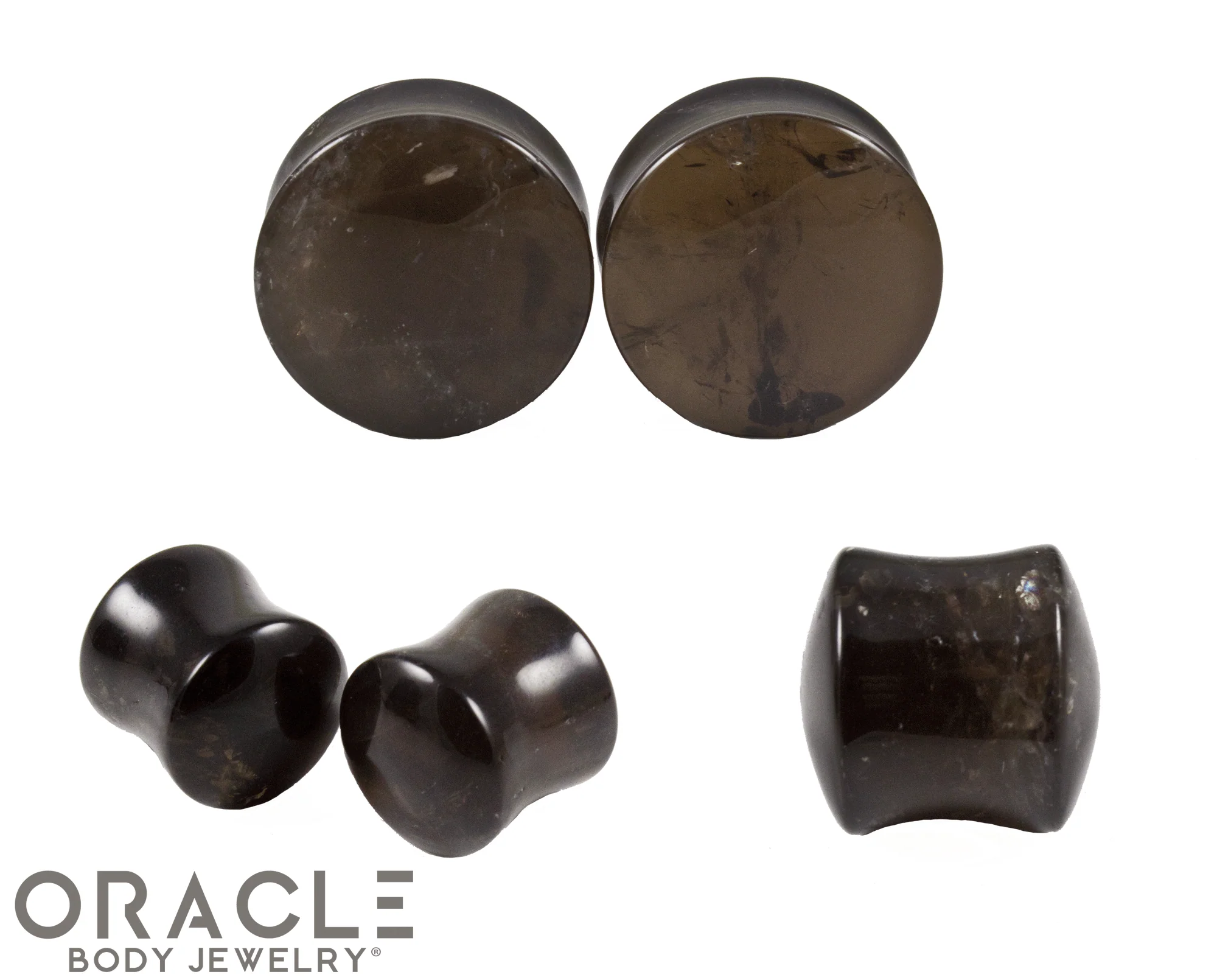 Dark Smoky Quartz Double Flare Plugs - Image 2