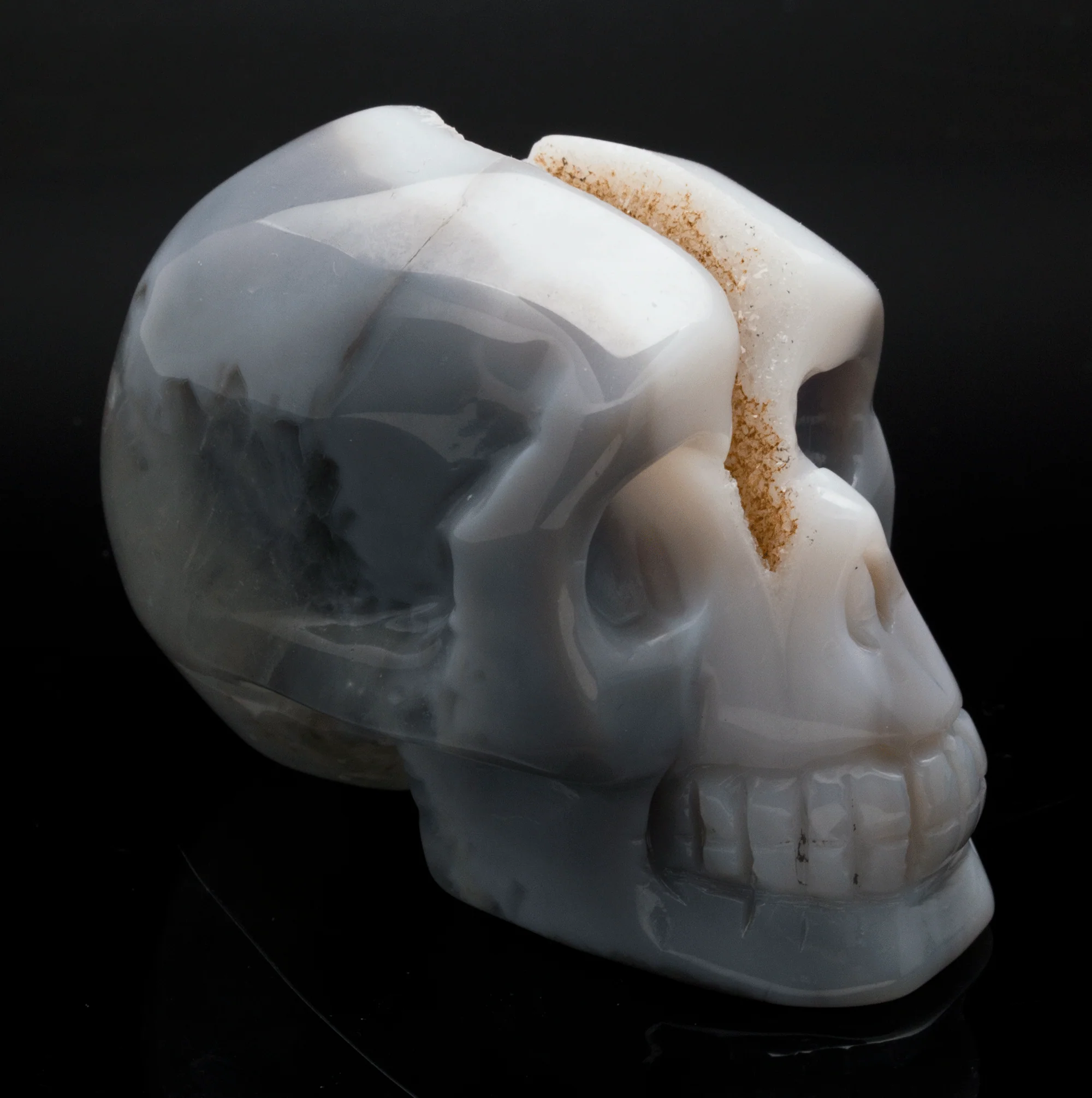 Druzy Agate Skull Carving - Image 3