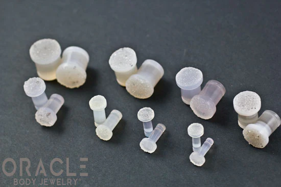 Druzy Grey Agate Geode Single Flare Plugs - Image 3