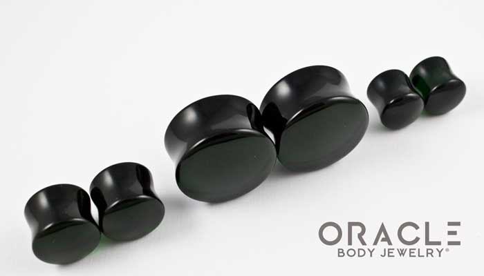 Emerald Dark Green Quartz Double Flare Plugs - Image 2