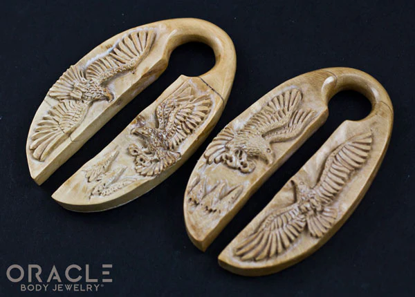 11/16" (17mm) Fossilized Mammoth Ivory Eagle Weights - Image 3