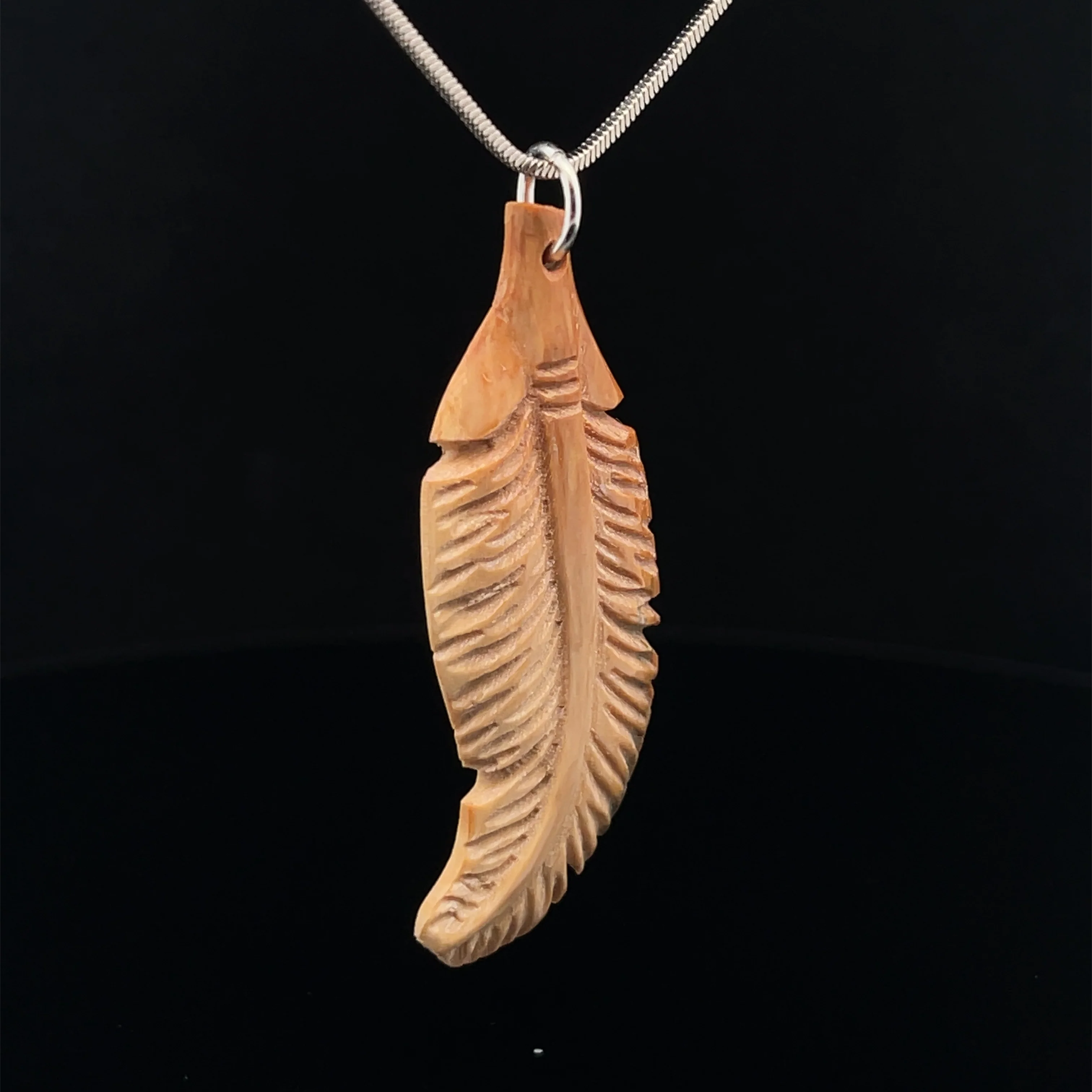 Fossilized Mammoth Ivory Pendant with Chain - Image 2