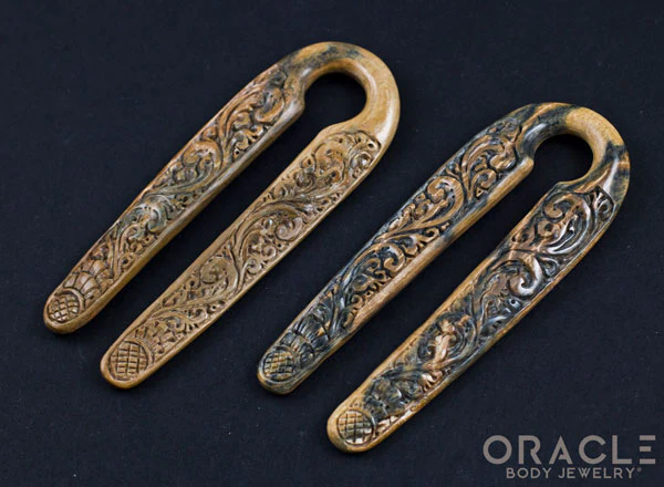 9/16" (14mm) Fossilized Mammoth Ivory Split Floral Weights - Image 3