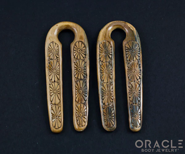 9/16" (14mm) Fossilized Mammoth Ivory Split Floral Weights - Image 4
