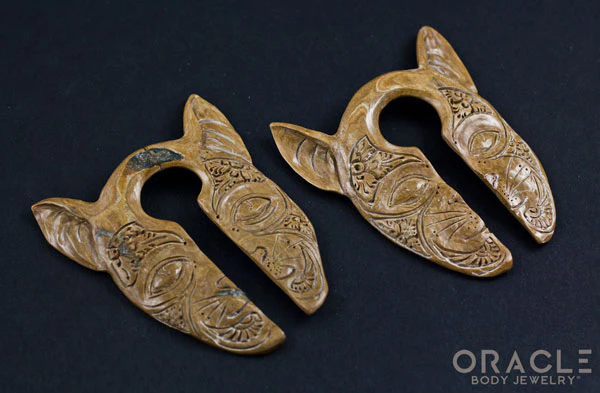 3/4" (19mm) Fossilized Mammoth Ivory Split Sphynx Hangers - Image 2