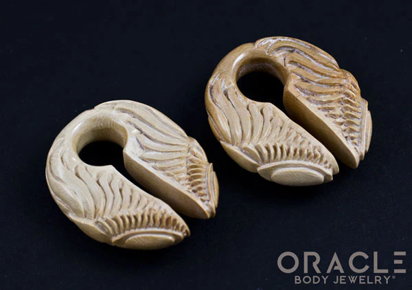 5/8" (16mm) Fossilized Mammoth Ivory Sun/Wing Weights - Image 2