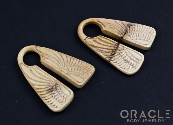 5/8" (16mm) Fossilized Mammoth Ivory Wing Triangle Split Weights - Image 2